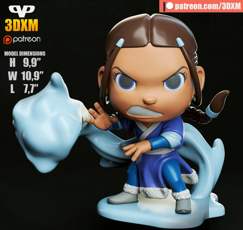 Katara chibi figure in a blue Water Tribe outfit with water effects