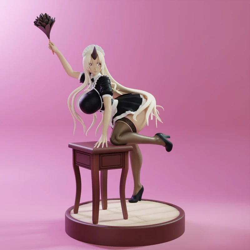 Tionishia Monster Musume character statue in a maid outfit on a desk