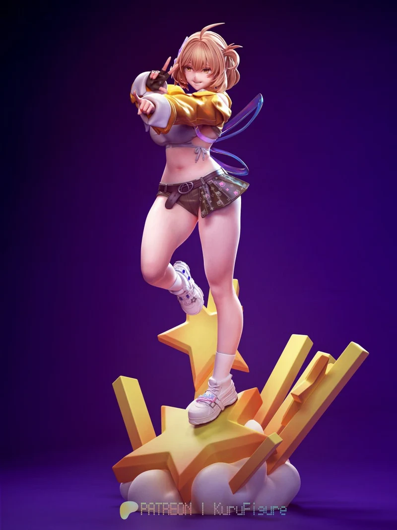 Anis from Goddess of Victory: NIKKE figurine on a golden star-shaped display base
