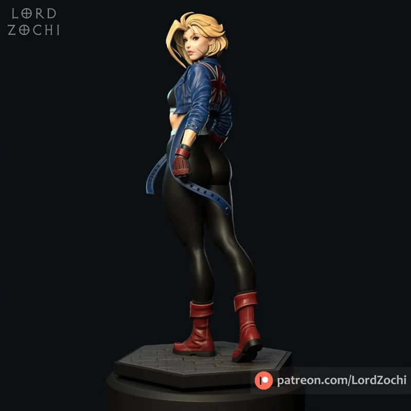 Cammy White Street Fighter figure with blue jacket and red boots