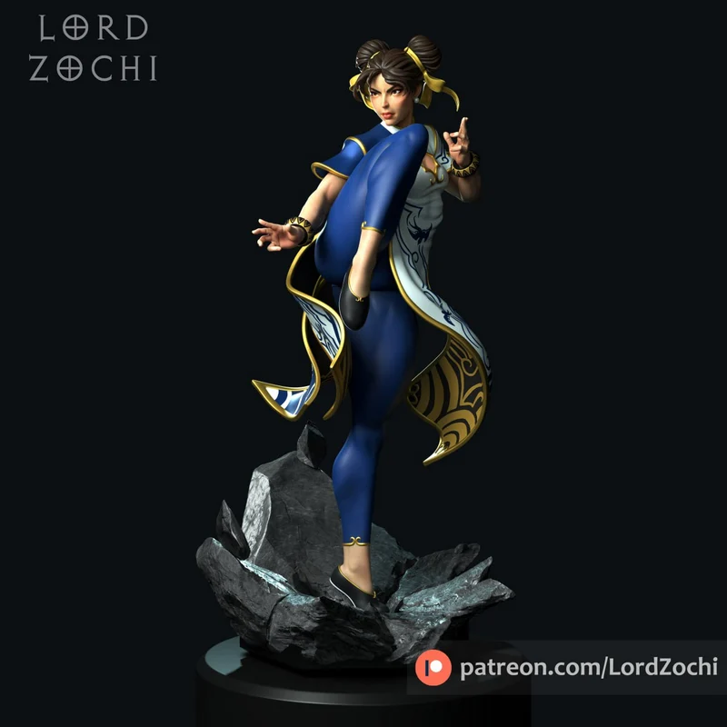Chun-Li Street Fighter figure in a raised-leg martial arts pose