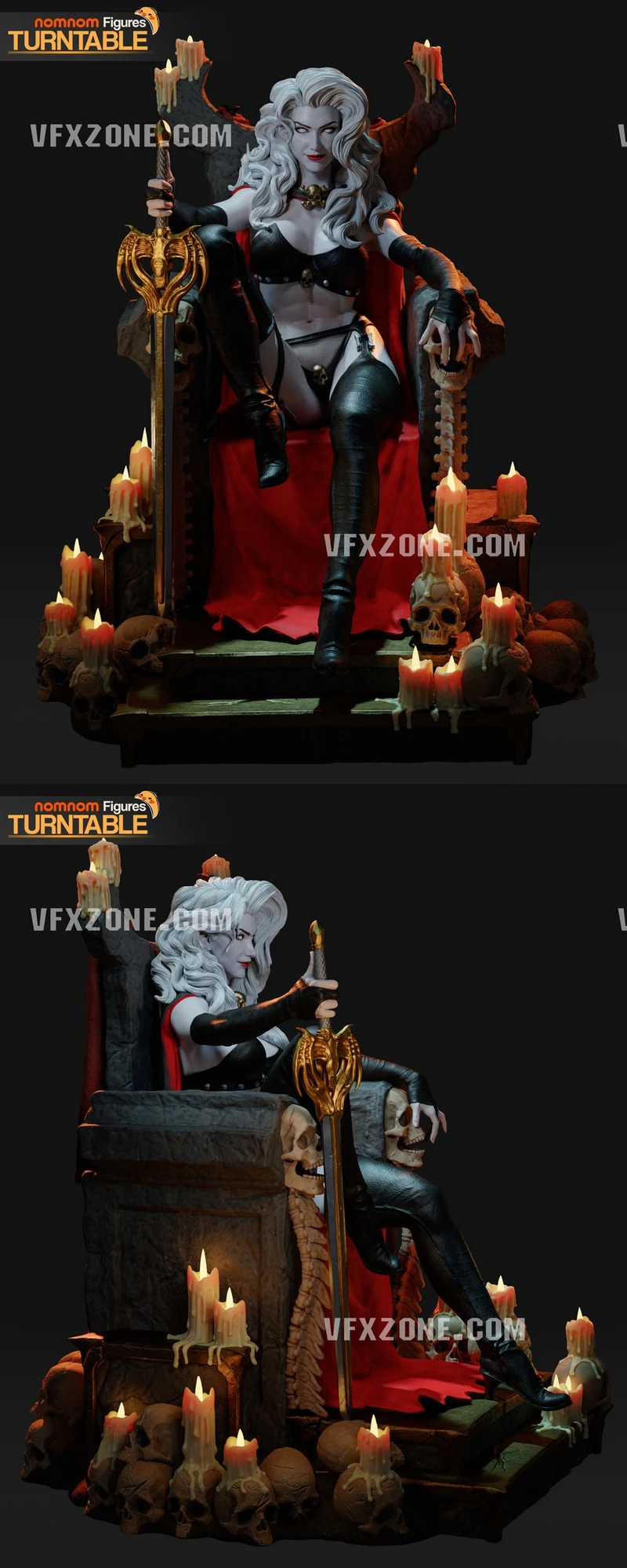 Lady Death Chaos Comics Seated Figure 3D Model
