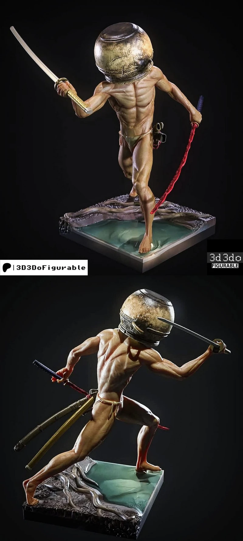 Let Me Solo Her Elden Ring figurine with bowl helmet and two swords
