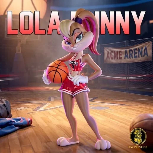 Lola Bunny Looney Tunes 3D figure holding a basketball