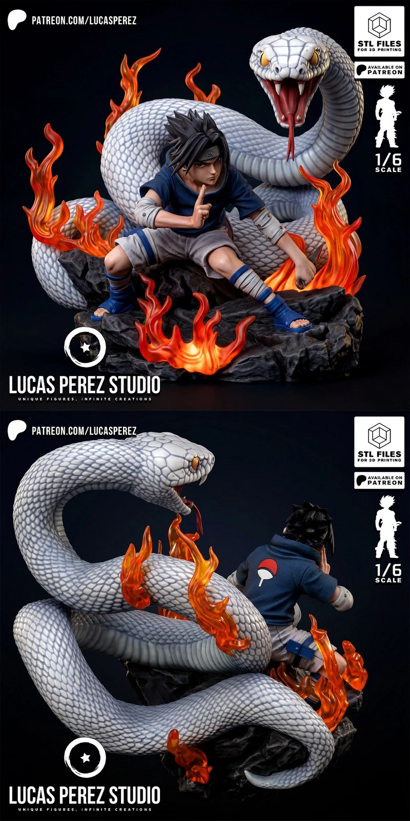 Sasuke Uchiha Naruto Snake Statue 3D Model