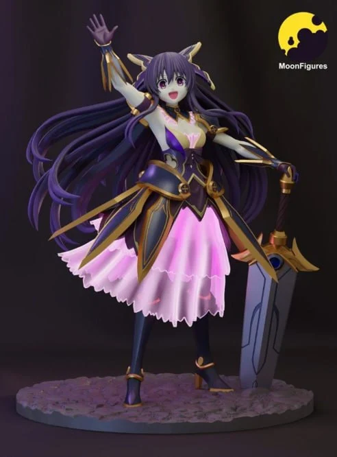 Tooka Yatogami Date A Live figure with purple hair, armor, pink skirt, and sword