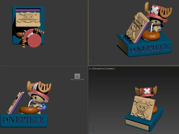 Tony Tony Chopper One Piece phone stand with decorated base and angled plaque
