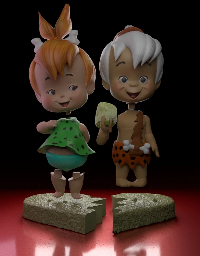 Pebbles and Bamm-Bamm Flintstones 3D Character Model