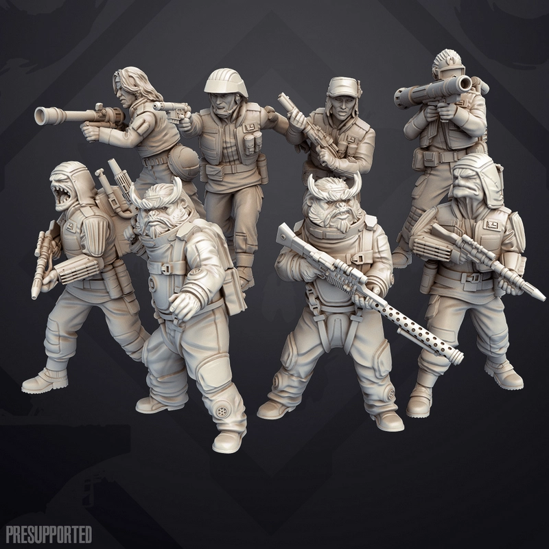 Star Wars Rebel Trooper Set 2 with armored soldiers, alien figures, and sci-fi weapons