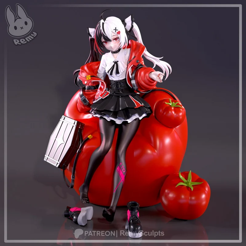 Lacrimosa character figure with tomatoes from Neverness to Everness