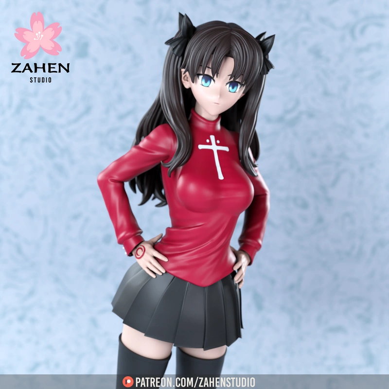 Rin Tohsaka Fate/stay night anime figure in red top and black skirt