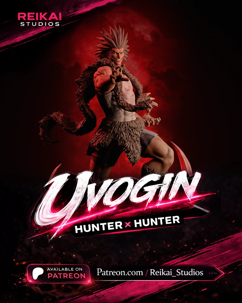 Uvogin from Hunter x Hunter in a dynamic fur-clad pose