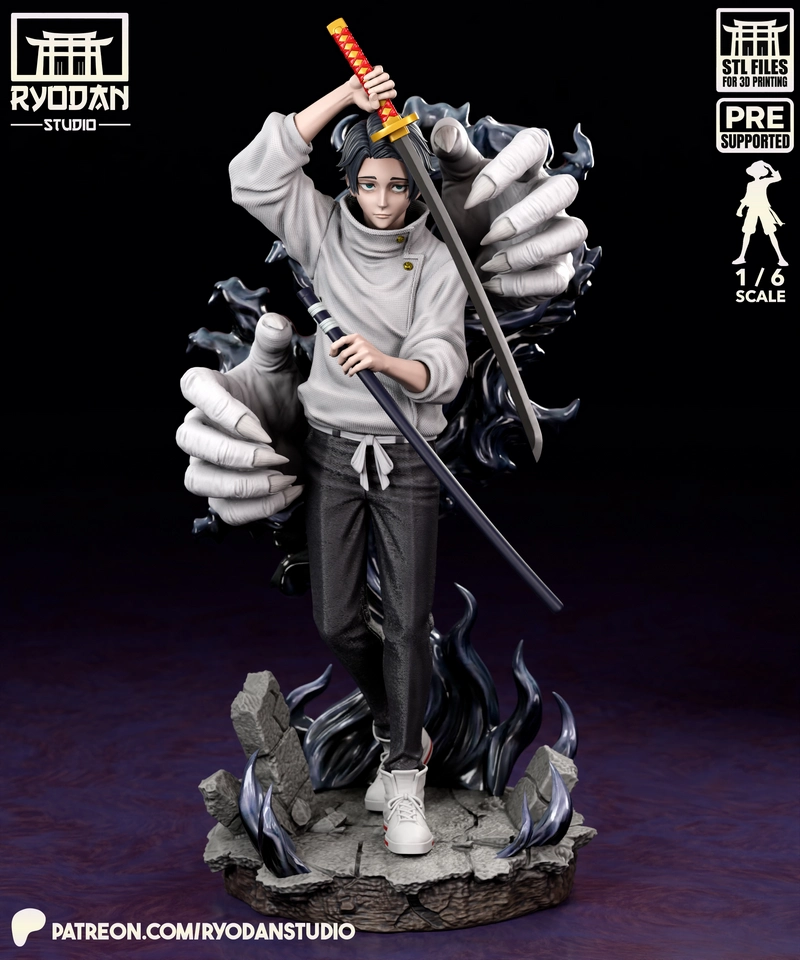 Yuta Okkotsu Jujutsu Kaisen statue with sword and spectral hands
