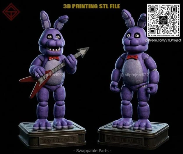 Bonnie the Rabbit purple animatronic figure with guitar and swappable display poses