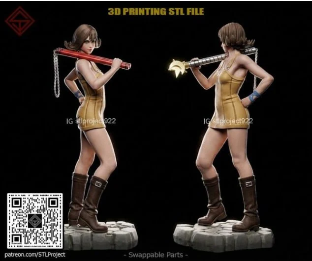 Selphie Tilmitt Final Fantasy VIII figure in a gold outfit with weapon and base