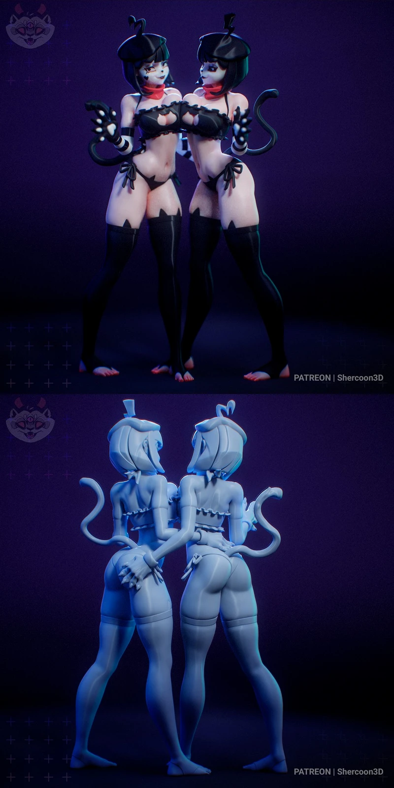 BonBon and ChuChu original cat-inspired character figurine pair