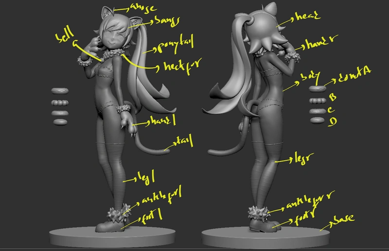 Stylized Shinobu Demon Slayer character figure with long twin ponytails on a round base