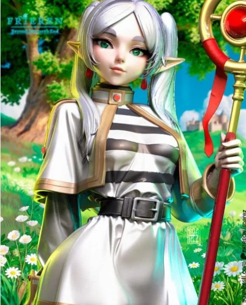 Free Frieren Elf Mage Character Figurine Model