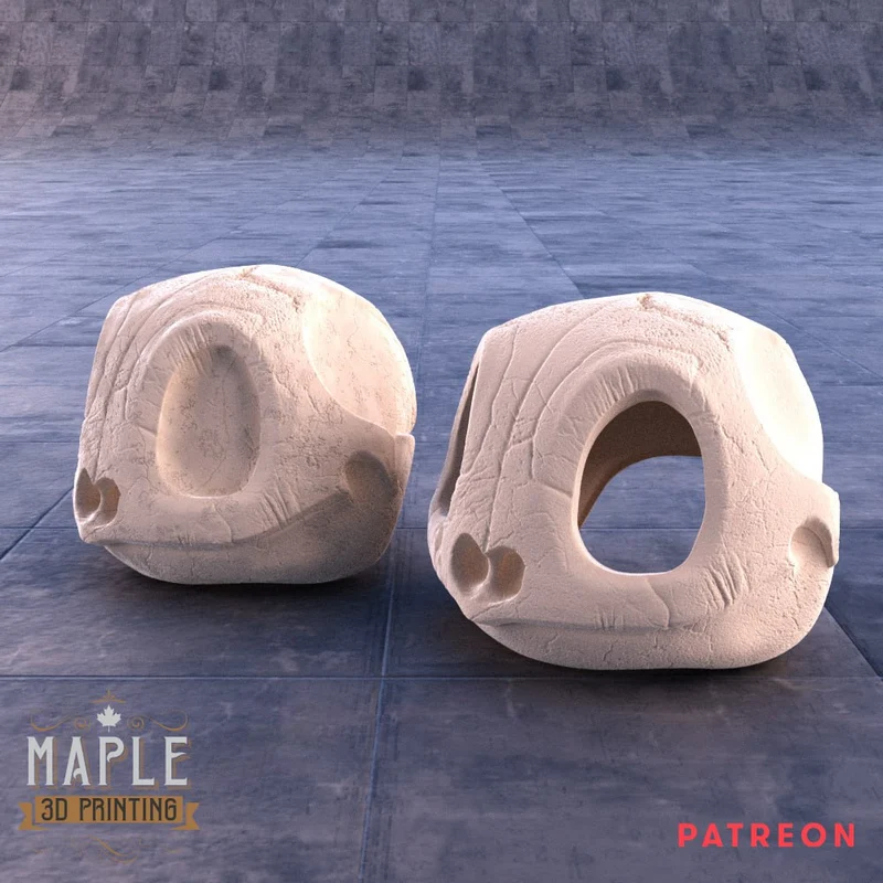 Stylized Squirtle Pokémon skull 3D model shown from two angles