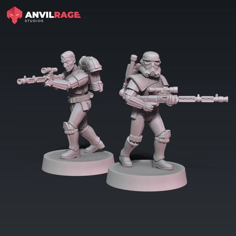 Star Wars Remnant Sniper figures with rifles on display bases