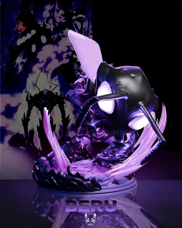 Beru Funko-style Solo Leveling 3D model with purple energy effects
