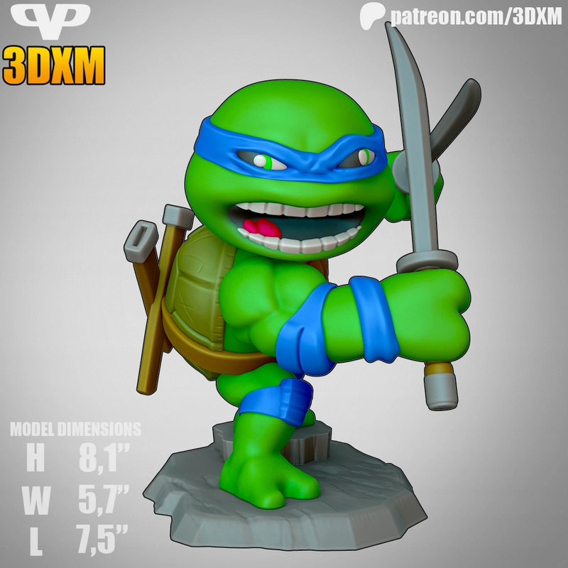 Chibi Leonardo Teenage Mutant Ninja Turtle STL