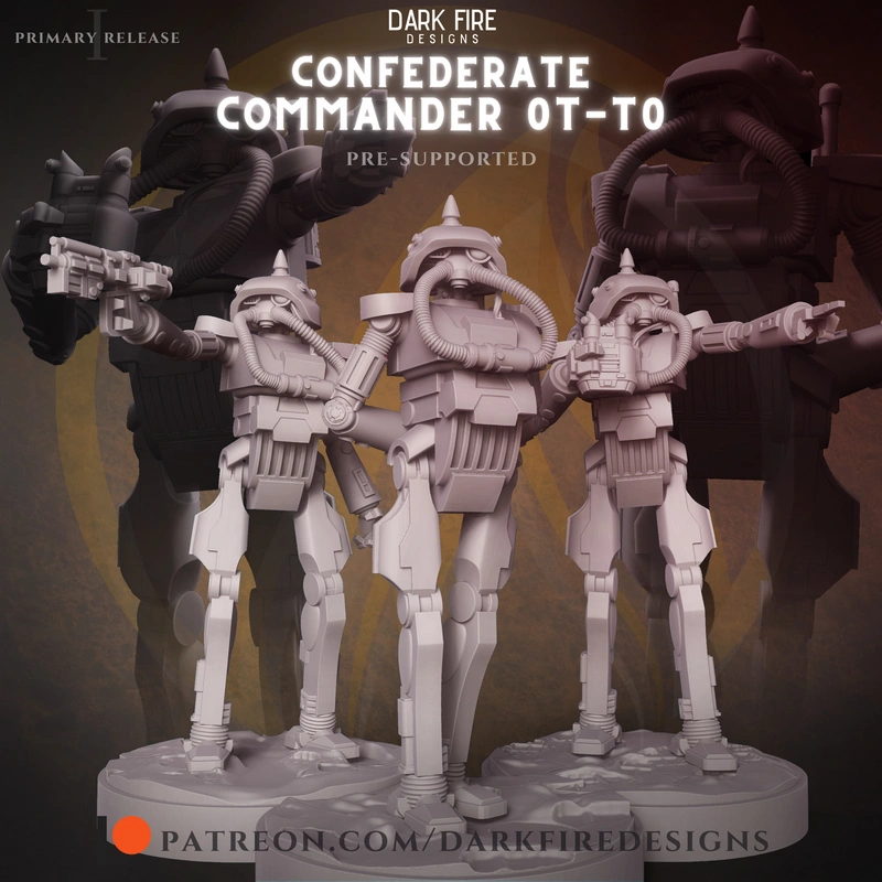 Star Wars tactical droid Mimban-themed 3D model group on a display base