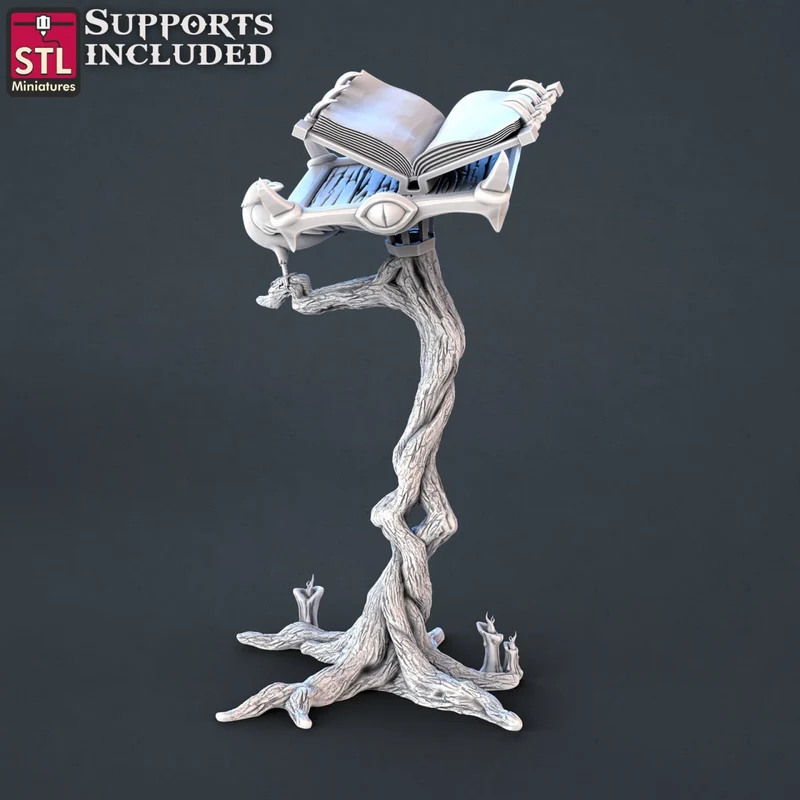 Twisted fantasy tree with an open book resting on its branches
