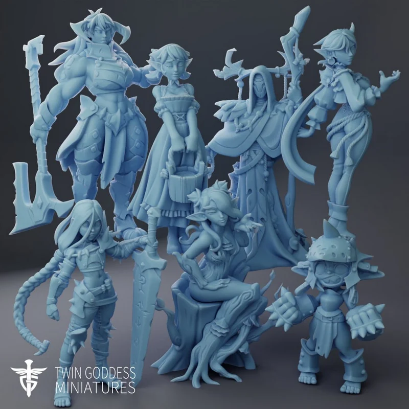 Twin Goddess Fantasy Miniatures STL Download