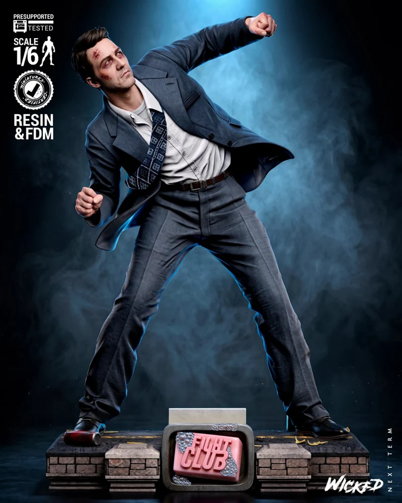 Edward Norton Fight Club sculpture in a dynamic fighting pose