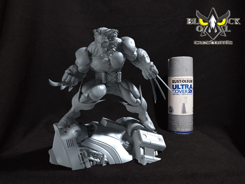 Wolverine figure with claws crouched on a detailed Sentinel mechanical base