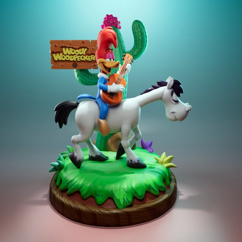 Woody Woodpecker Riding Horse 3D Printable Model