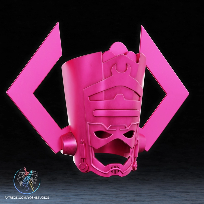 Bright magenta classic Galactus helmet with angular side fins