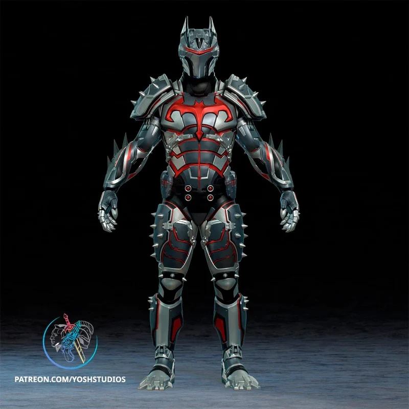 Hellbat Armor full-body DC Comics Batman cosplay suit with red and gray armor