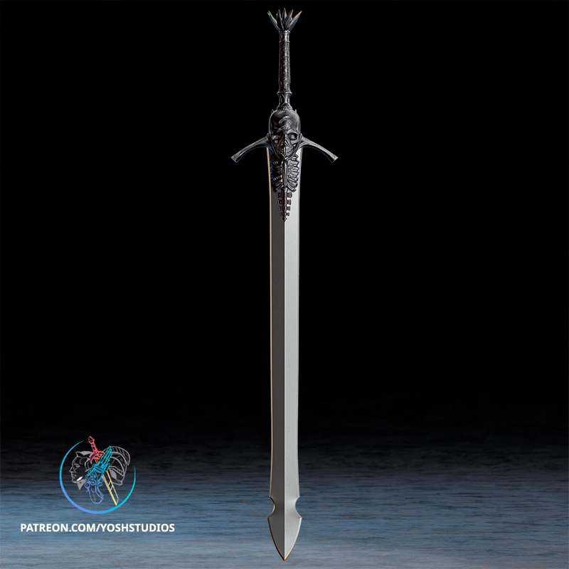 Rebellion sword from Devil May Cry with a skeletal guard and ornate demonic hilt