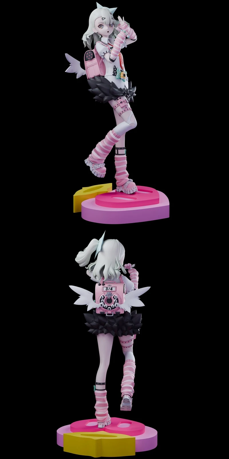 Sunna Zenless Zone Zero character statuette on a pink and yellow base