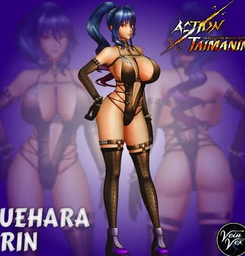 Uehara Rin from Action Taimanin in a black ninja outfit