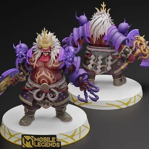 Franco King of Hell Mobile Legends 3D model with purple armor and white mane
