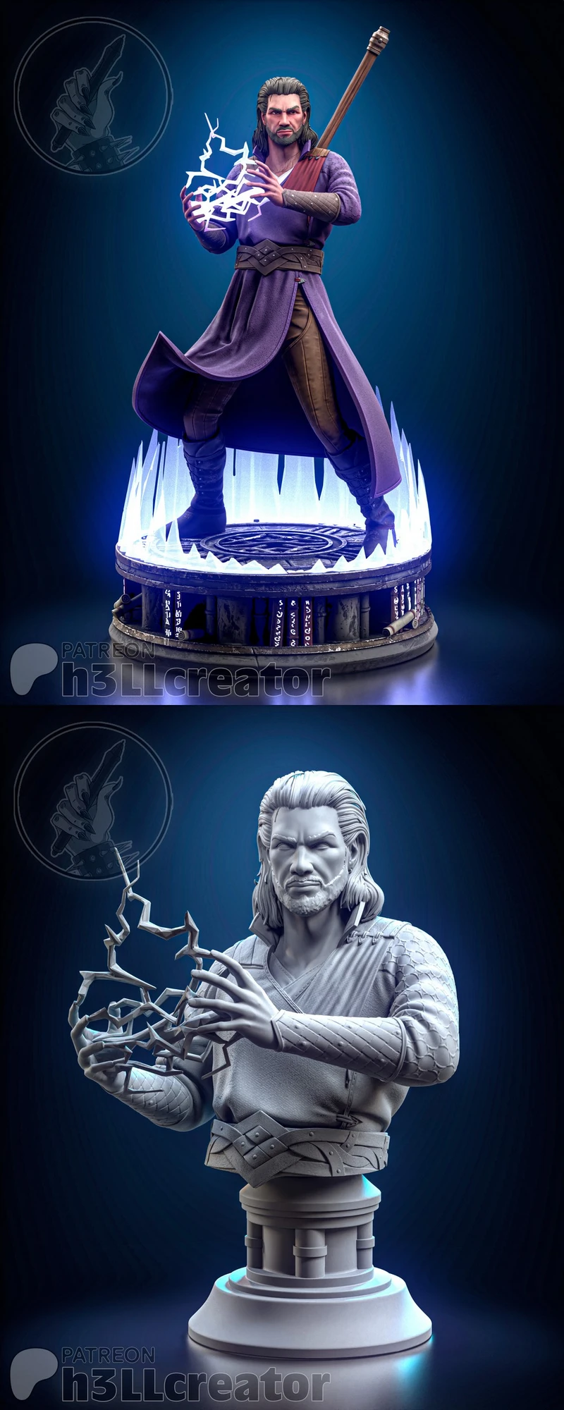Gale from Baldur’s Gate 3 casting magic on a detailed display base