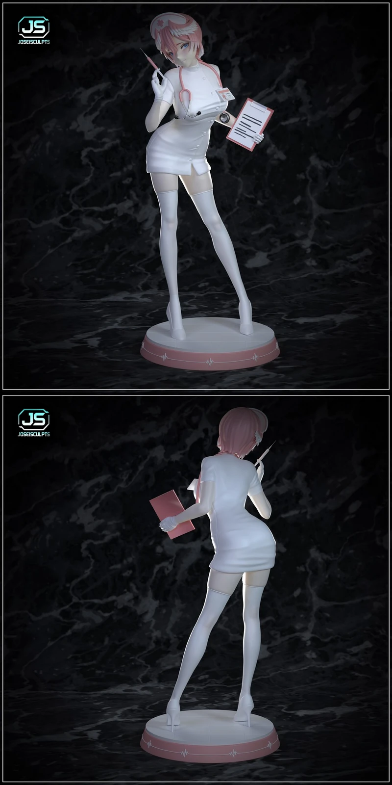 Nurse Lui original nurse character figurine with clipboard, syringe, and stethoscope