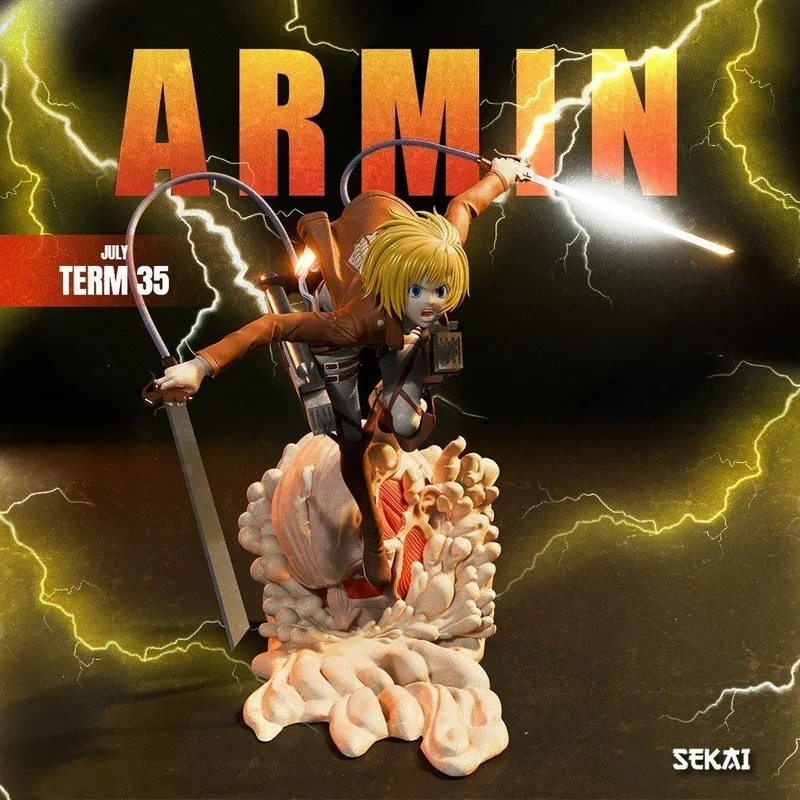 Armin Arlert Attack on Titan figurine with dual blades and Survey Corps gear