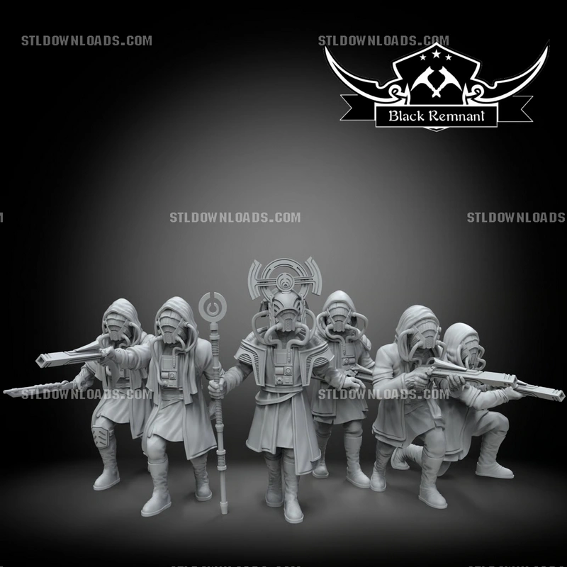 Ashiga Clan Star Wars group of masked figures with blasters and a central staff