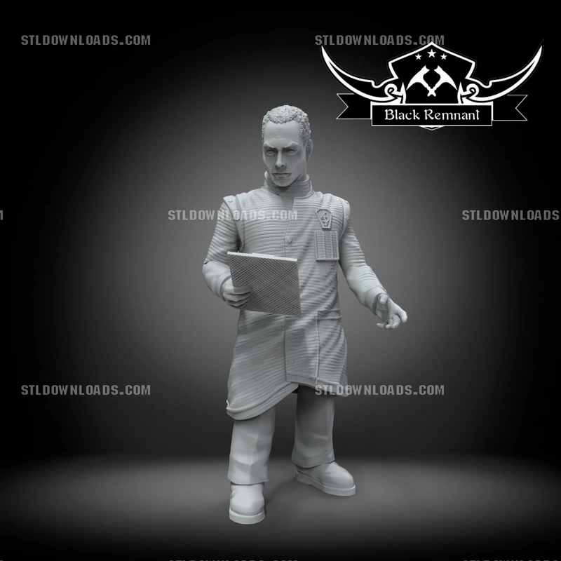 Dr. Stephen Franklin Babylon 5 3D model holding a tablet