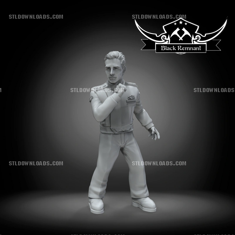 John Sheridan Babylon 5 3D model in a standing military-style uniform