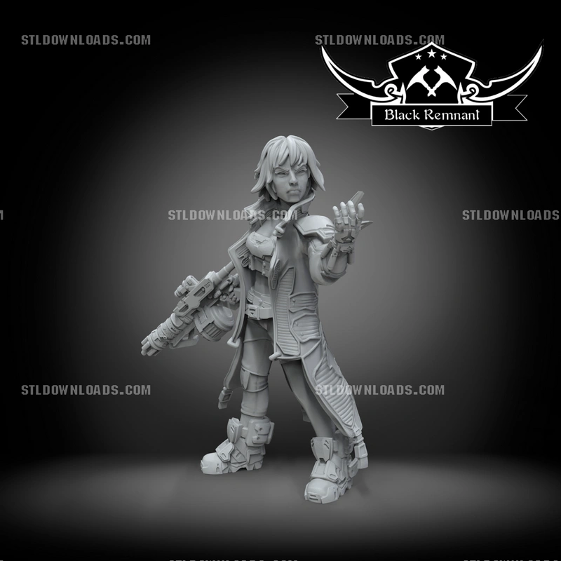 Vex from Borderlands 3D character statue holding a rifle