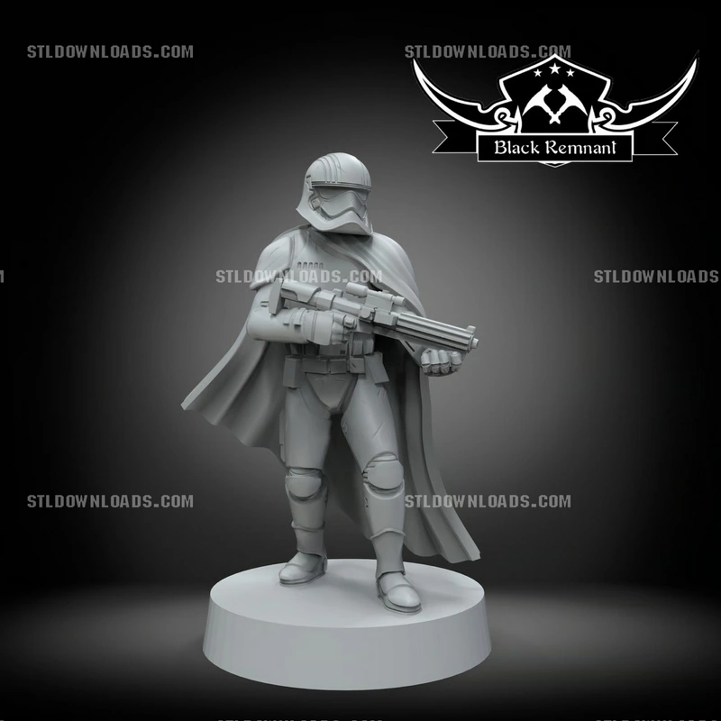 Captain Phasma Star Wars 3D model statue with blaster and cape