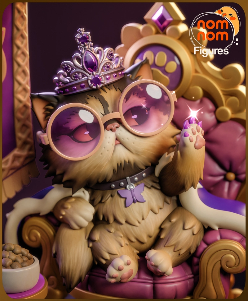 Princess Donut chibi cat figure wearing a tiara and pink sunglasses