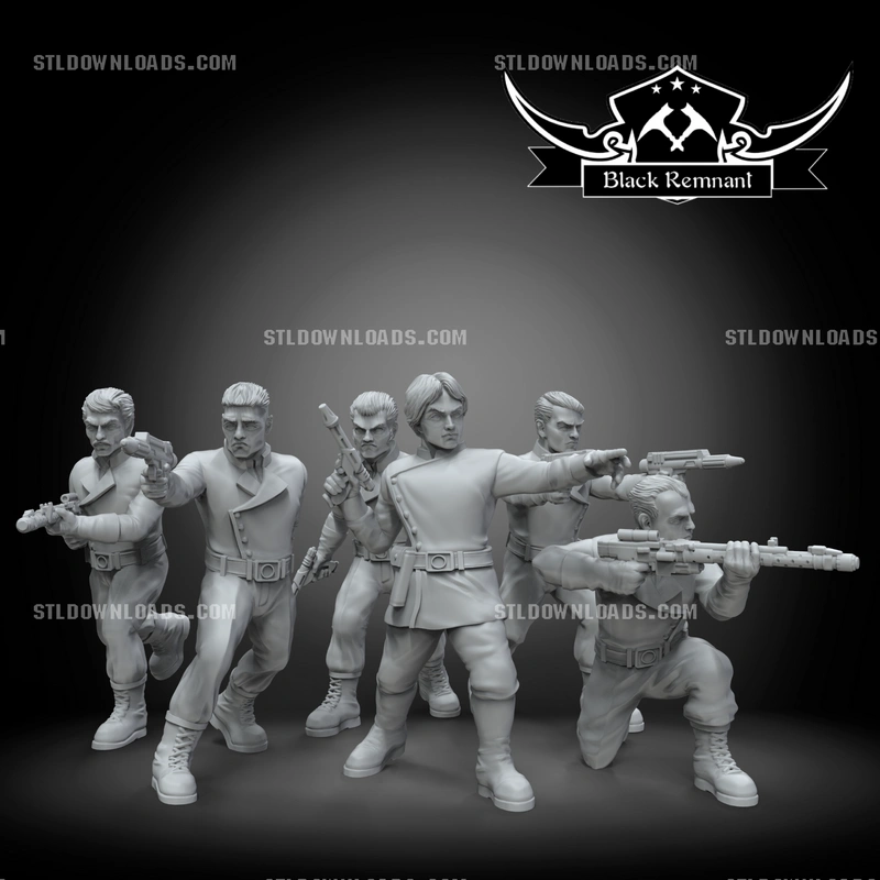 Star Wars Corellian Security Force squad of armed sci-fi figures in action poses