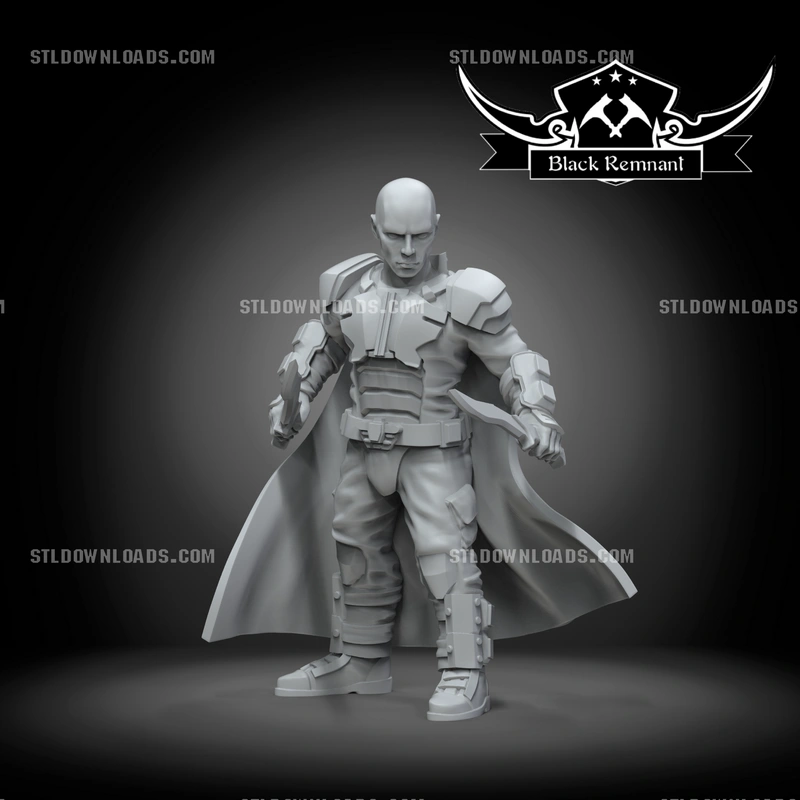 Feyd-Rautha Dune 3D model showing a bald armored warrior with a flowing cape
