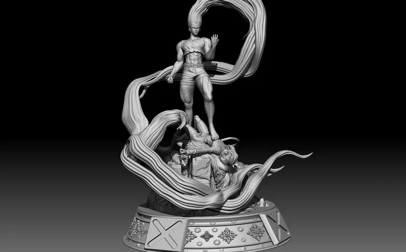 Gon Freecss Hunter x Hunter statue on an ornate base